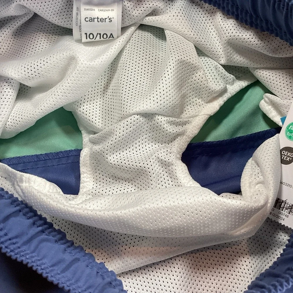 Boys Carter's Color Block Swim Trunks- Blue/Green- 10- NWT‎